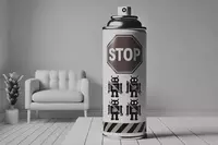 В белой комнате на белом столе стоит аэрозоль против ботов